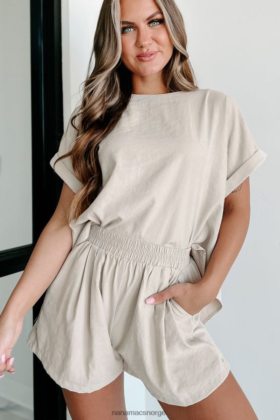 taupe NanaMacs slow saturdays oversized topp shorts sett 402NJ0501