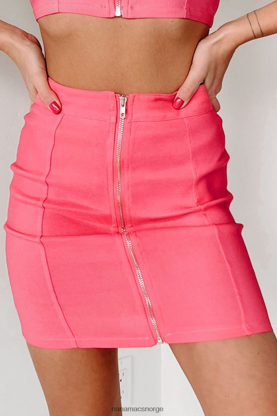varm rosa NanaMacs møtte på melrose glidelås foran crop top skjørt sett 402NJ01598