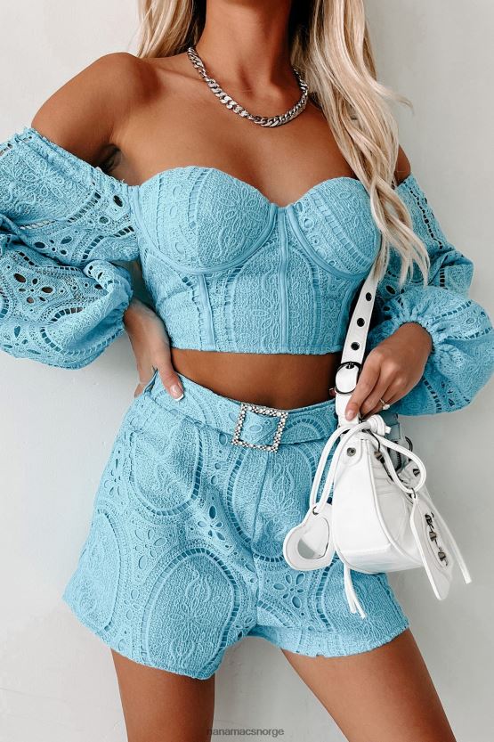 blå NanaMacs cabana kisses heklet blonde 3-delt shortssett 402NJ071