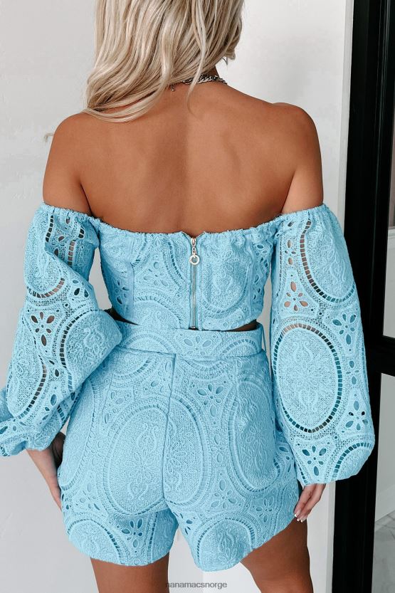 blå NanaMacs cabana kisses heklet blonde 3-delt shortssett 402NJ071