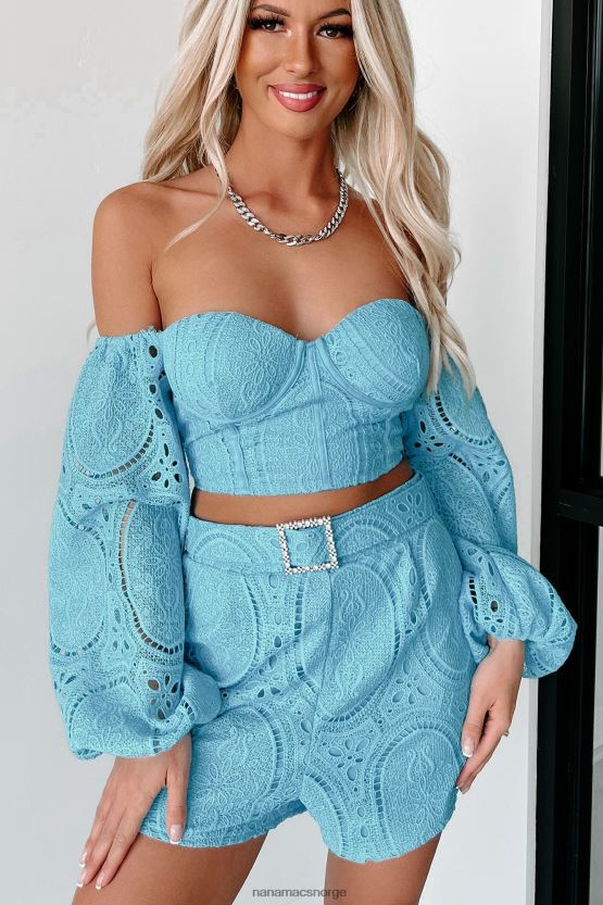 blå NanaMacs cabana kisses heklet blonde 3-delt shortssett 402NJ071