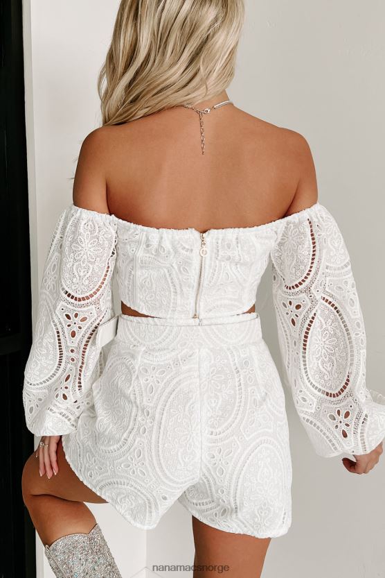 hvit NanaMacs cabana kisses heklet blonde 3-delt shortssett 402NJ01148