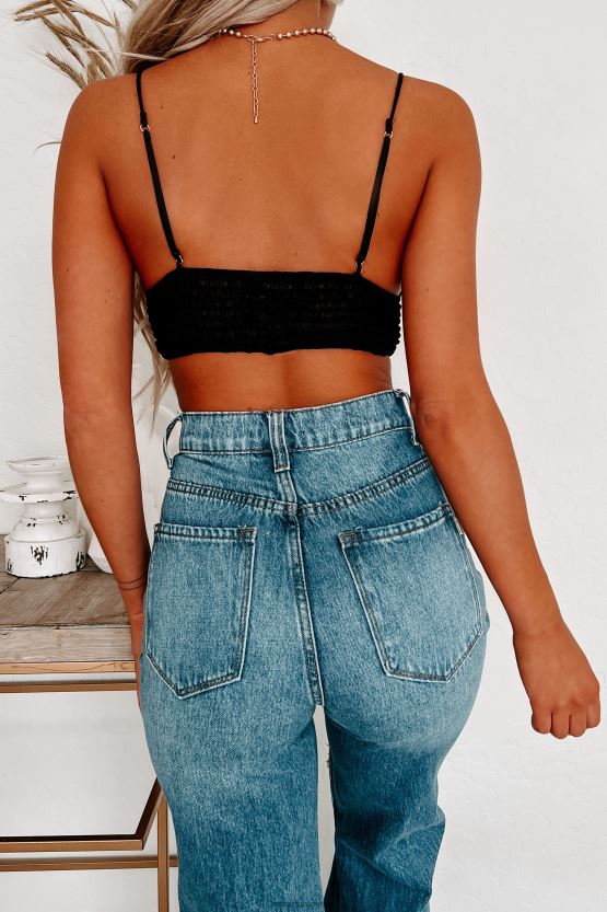 svart NanaMacs lar deg lure på blomsterbrodert mesh-bralette 402NJ04062