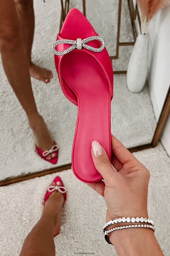 bringebær sateng NanaMacs festbevegelser billini satenghæler med åpen tå 402NJ03947