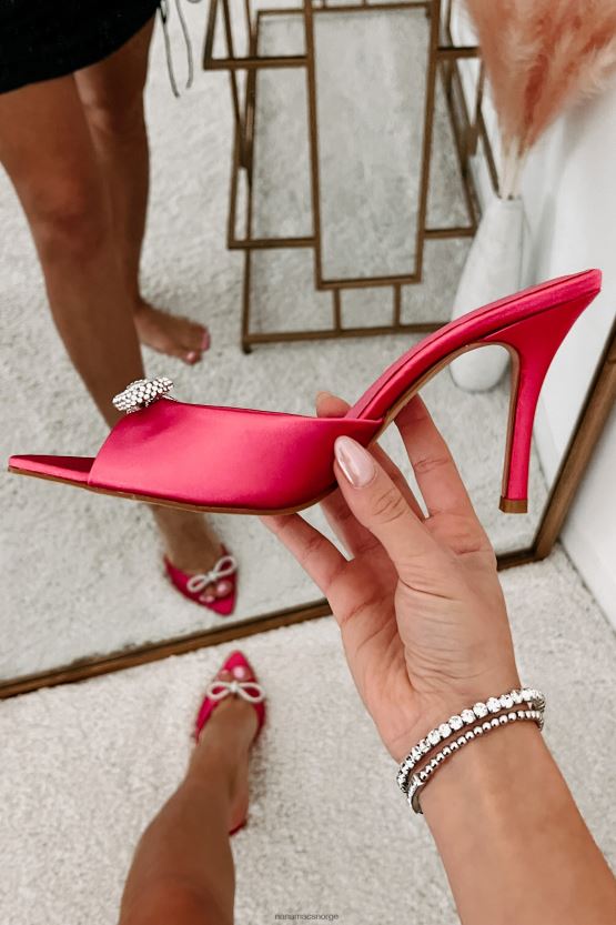 bringebær sateng NanaMacs festbevegelser billini satenghæler med åpen tå 402NJ03947