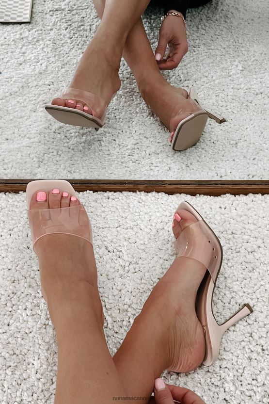 rosa NanaMacs aldri slå seg ned med firkantede hæler med gjennomsiktige stropper 402NJ03942