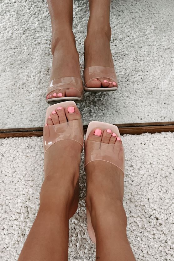 rosa NanaMacs aldri slå seg ned med firkantede hæler med gjennomsiktige stropper 402NJ03942