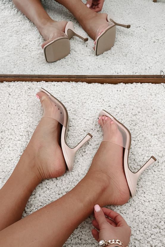 rosa NanaMacs aldri slå seg ned med firkantede hæler med gjennomsiktige stropper 402NJ03942