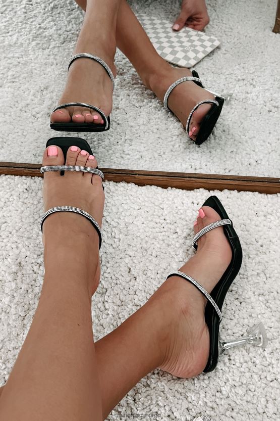 svart NanaMacs små ekstravaganser rhinestone stropp lucite muldyr hæler 402NJ03970