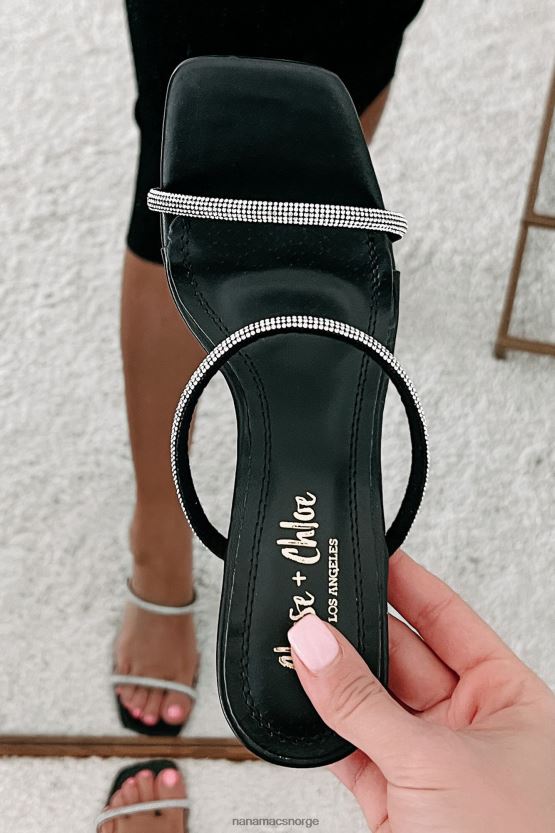 svart NanaMacs små ekstravaganser rhinestone stropp lucite muldyr hæler 402NJ03970