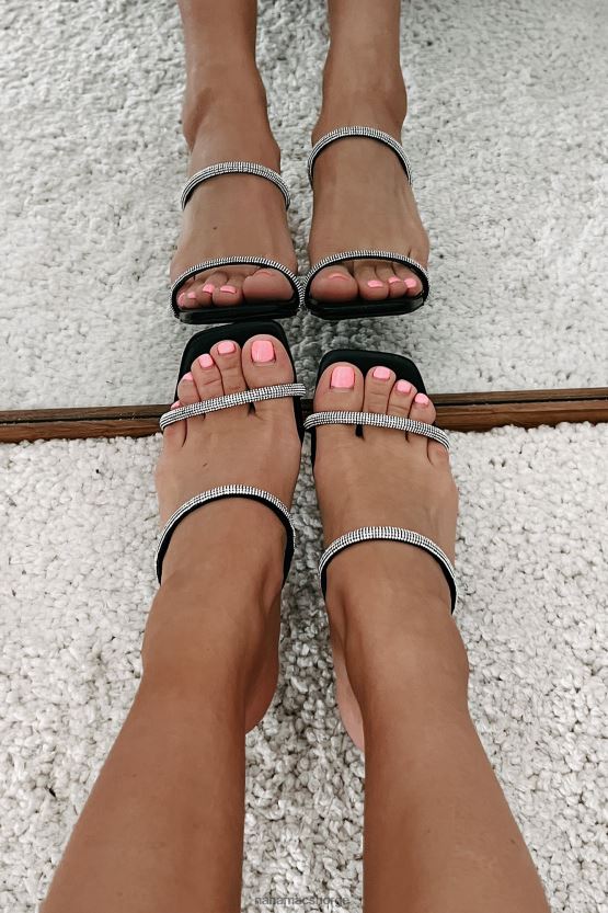 svart NanaMacs små ekstravaganser rhinestone stropp lucite muldyr hæler 402NJ03970