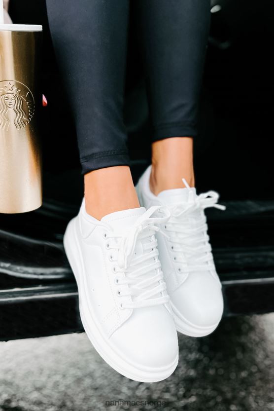 hvit NanaMacs fortau spankulere plattform joggesko 402NJ04052