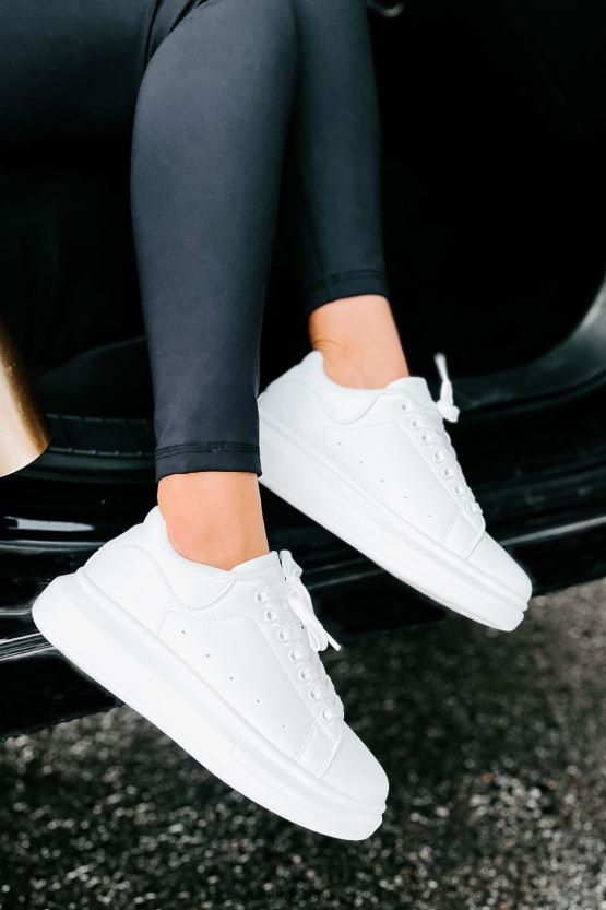 hvit NanaMacs fortau spankulere plattform joggesko 402NJ04052