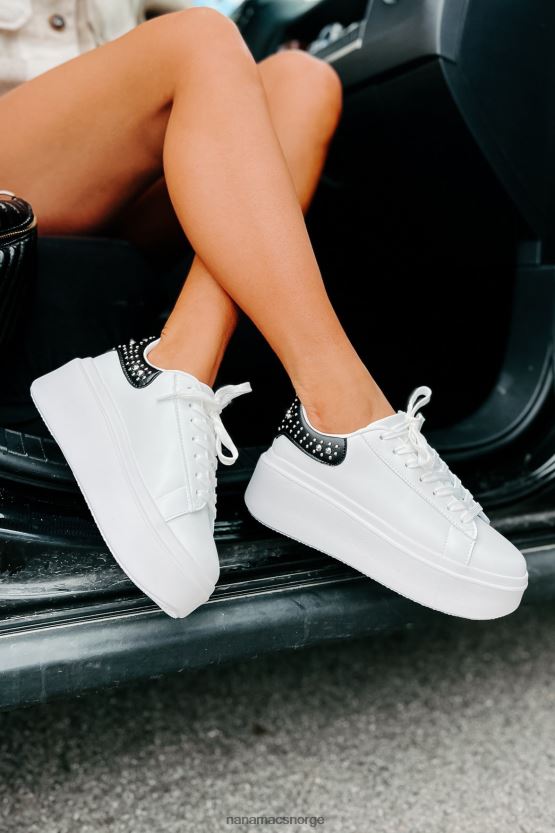 hvit svart NanaMacs sparker den opp et hakk studded plattform joggesko 402NJ04041