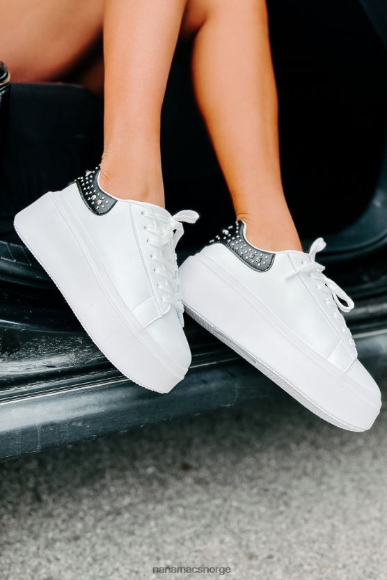 hvit svart NanaMacs sparker den opp et hakk studded plattform joggesko 402NJ04041