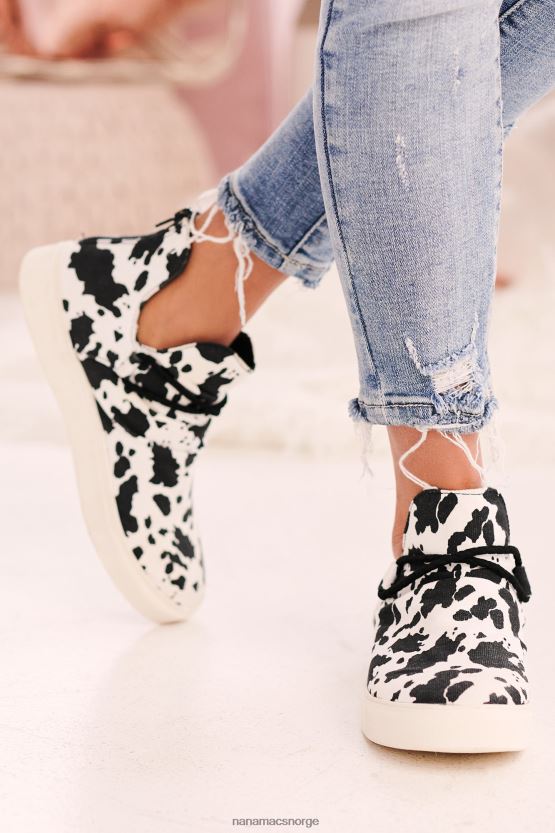 hvit svart NanaMacs spotted perfection canvas joggesko 402NJ04056