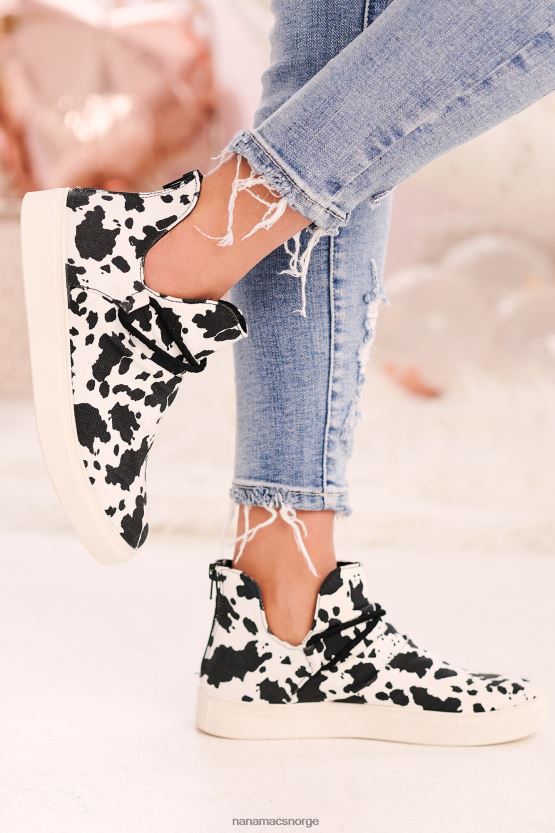 hvit svart NanaMacs spotted perfection canvas joggesko 402NJ04056