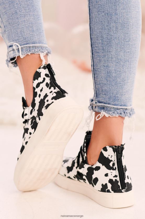 hvit svart NanaMacs spotted perfection canvas joggesko 402NJ04056