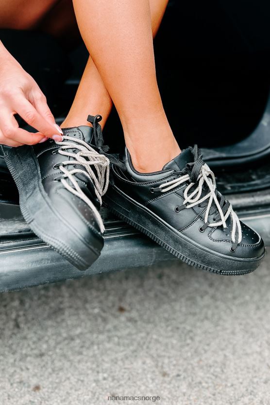 svart NanaMacs dominerer spillet rhinestone blonder plattform joggesko 402NJ04043