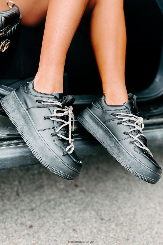 svart NanaMacs dominerer spillet rhinestone blonder plattform joggesko 402NJ04043