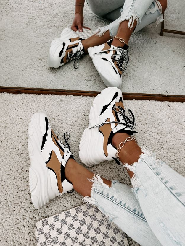 svart/hvit/brun NanaMacs trend tracker chunky dad joggesko 402NJ04051