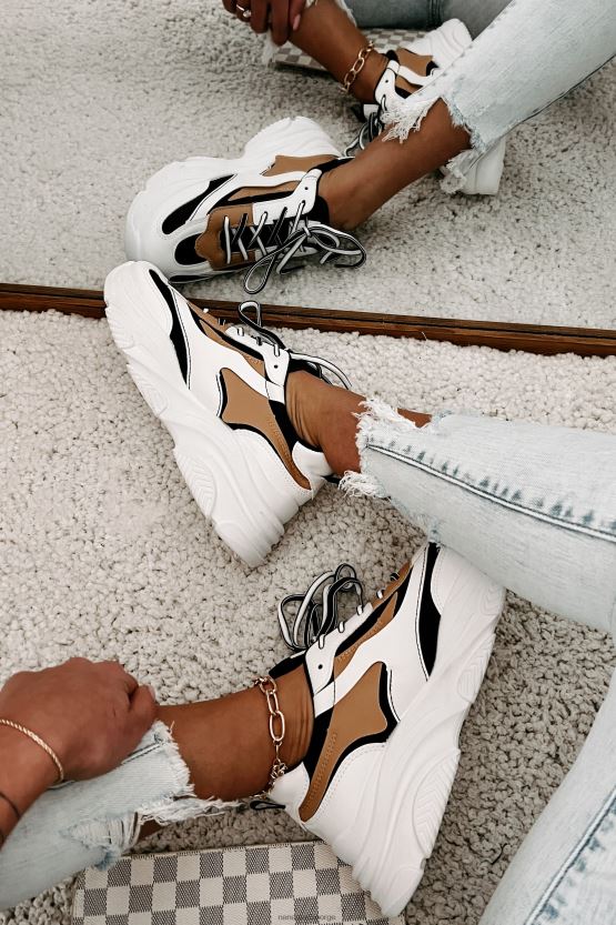 svart/hvit/brun NanaMacs trend tracker chunky dad joggesko 402NJ04051