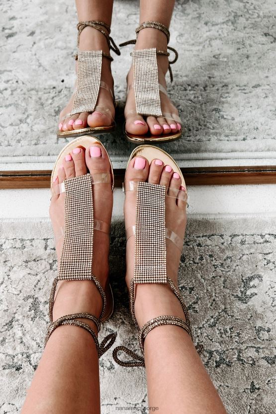 gull metallic NanaMacs overlegenhet kompleks rhinestone ankel wrap sandaler 402NJ04011