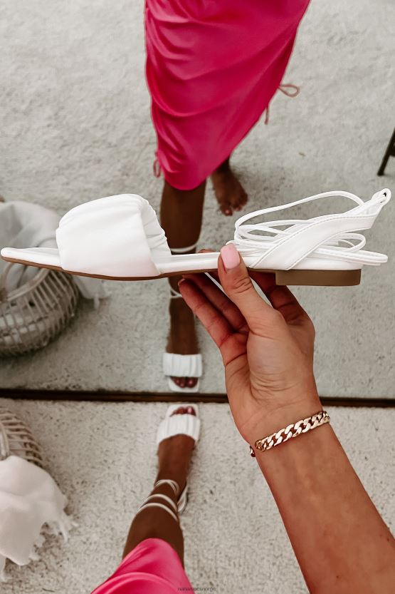 hvit NanaMacs brenda rynkete ankelsandaler 402NJ04035