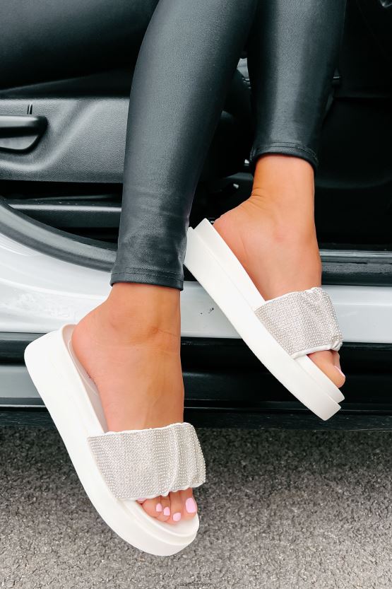 hvit NanaMacs ikke snakk til meg rhinestone plattform lysbilde sandaler 402NJ04037