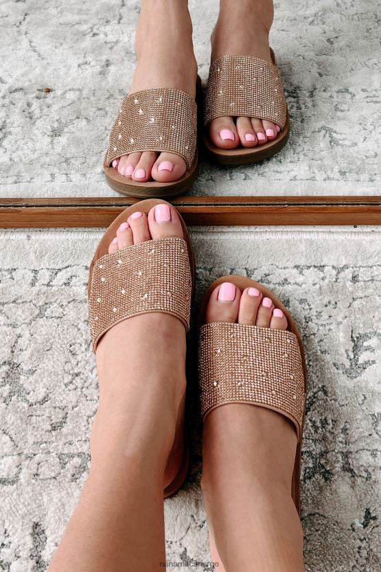 kobber NanaMacs frigjør tankene dine rhinestone lysbilde sandaler 402NJ04012