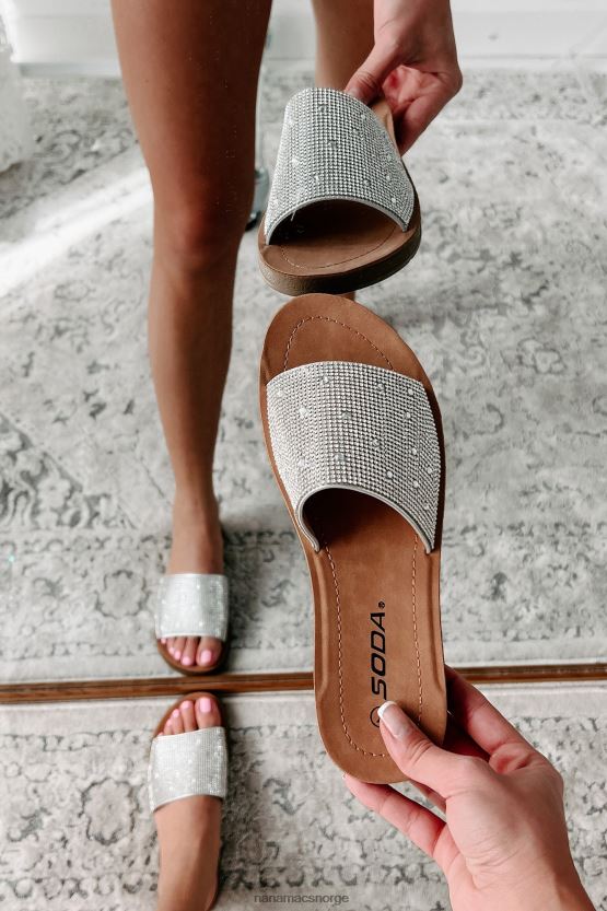 sølv NanaMacs frigjør tankene dine rhinestone lysbilde sandaler 402NJ04013