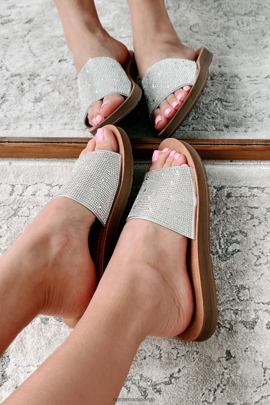 sølv NanaMacs frigjør tankene dine rhinestone lysbilde sandaler 402NJ04013