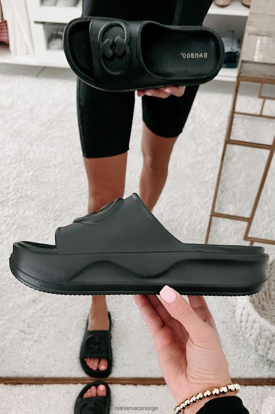 svart NanaMacs alltid chill pvc plattform skyve sandaler 402NJ04034