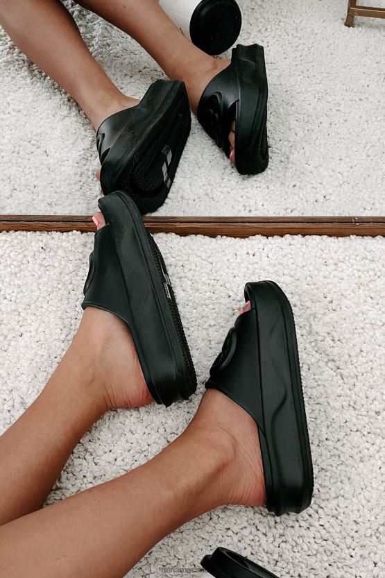 svart NanaMacs alltid chill pvc plattform skyve sandaler 402NJ04034