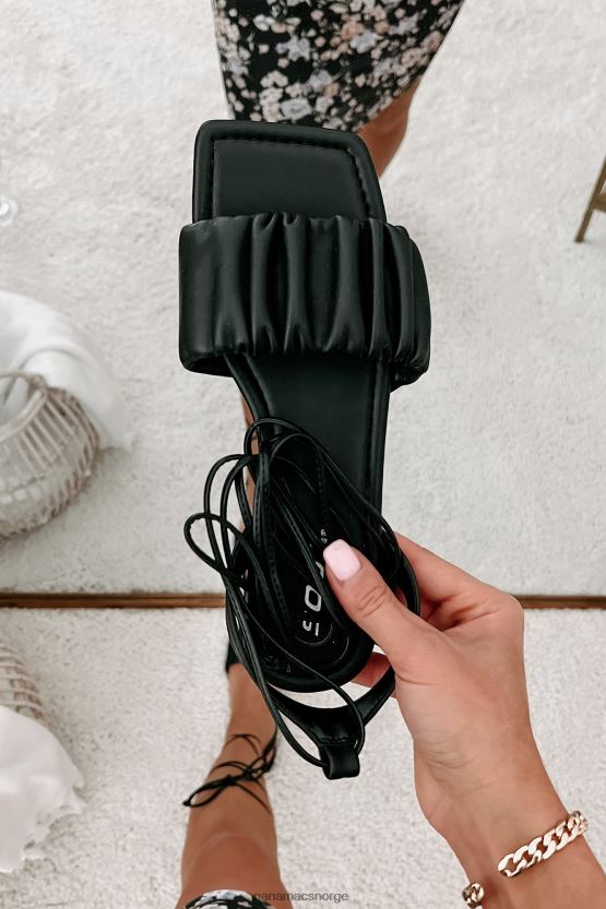 svart NanaMacs brenda rynkete ankelsandaler 402NJ04030