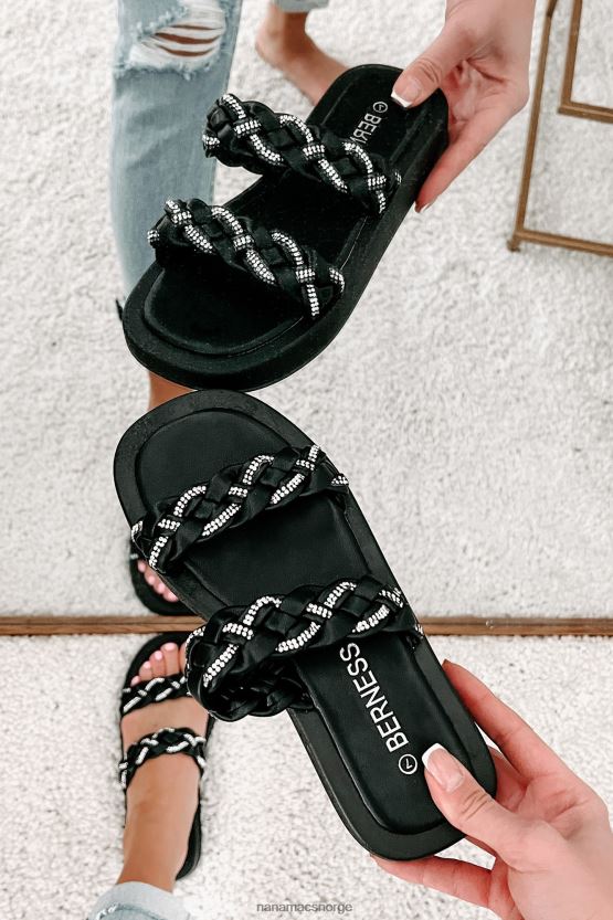 svart NanaMacs somre i byen flettet rhinestone rem sandaler 402NJ04019