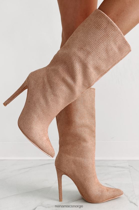 beige NanaMacs rhinestone støvletter med høy spenning 402NJ03897