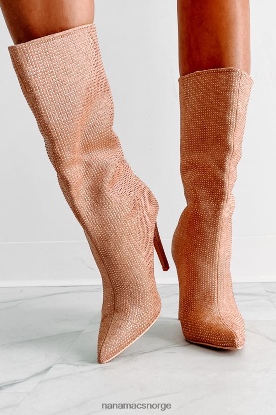 beige NanaMacs rhinestone støvletter med høy spenning 402NJ03897