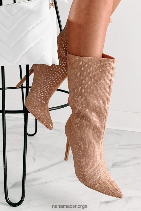 beige NanaMacs rhinestone støvletter med høy spenning 402NJ03897
