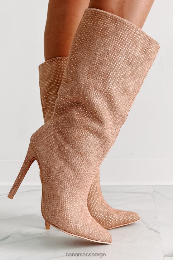 beige NanaMacs rhinestone støvletter med høy spenning 402NJ03897