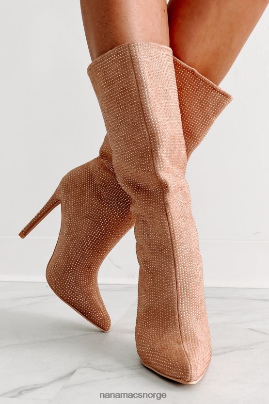 beige NanaMacs rhinestone støvletter med høy spenning 402NJ03897