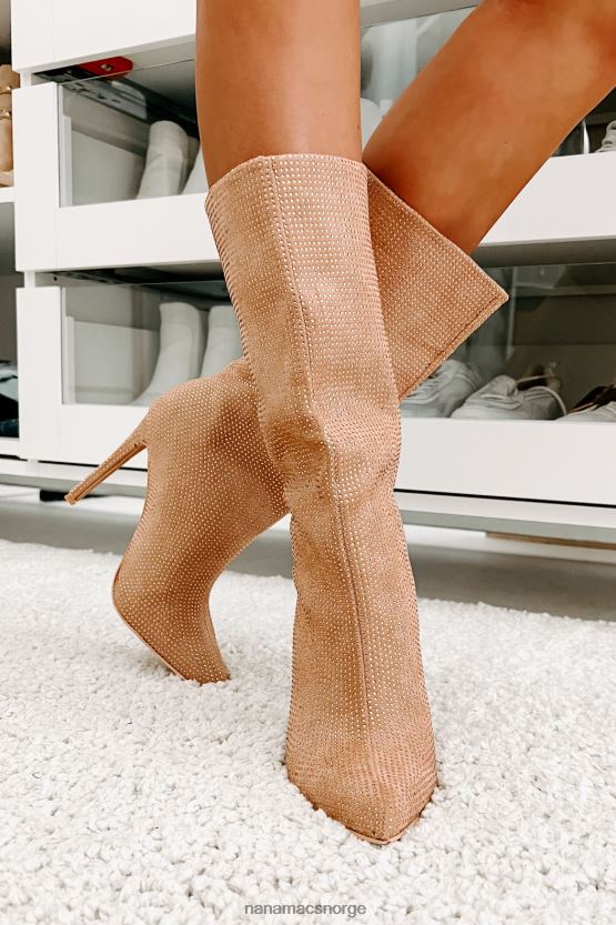 beige NanaMacs rhinestone støvletter med høy spenning 402NJ03897