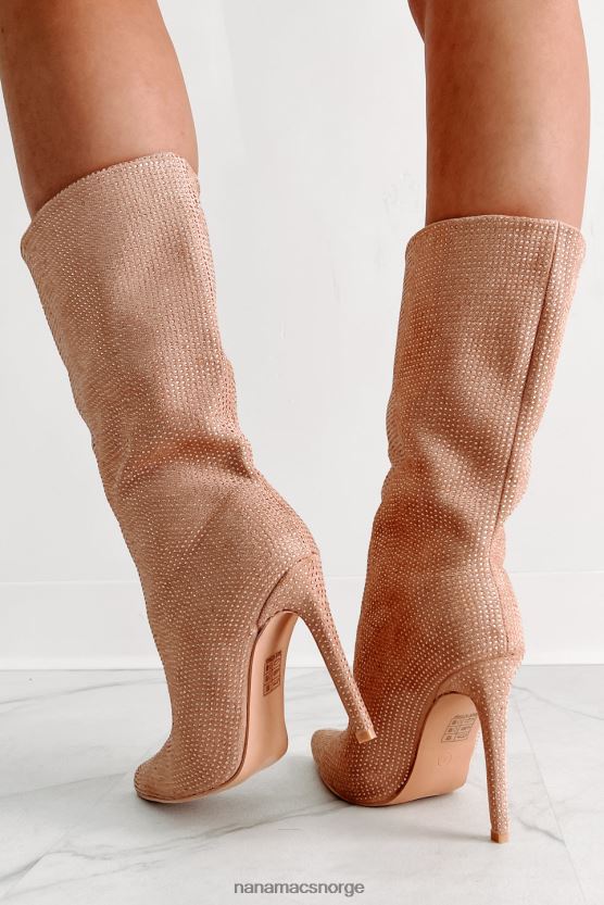 beige NanaMacs rhinestone støvletter med høy spenning 402NJ03897