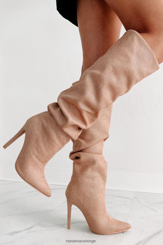 beige NanaMacs sjokk ærefrykt slouchy rhinestone støvler 402NJ03858