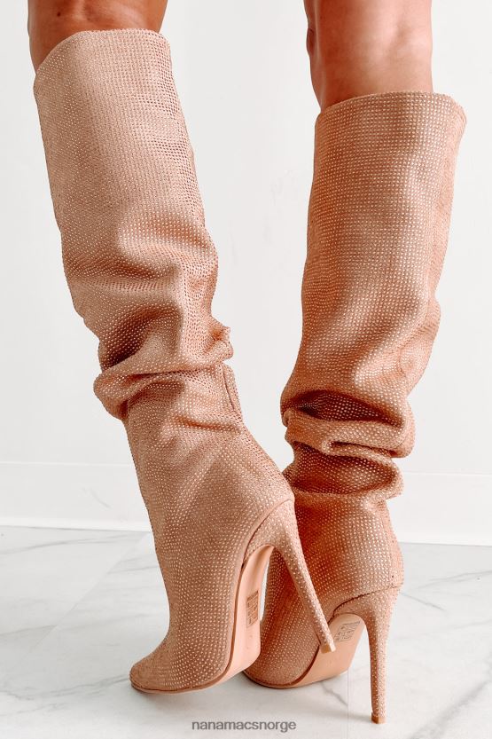 beige NanaMacs sjokk ærefrykt slouchy rhinestone støvler 402NJ03858