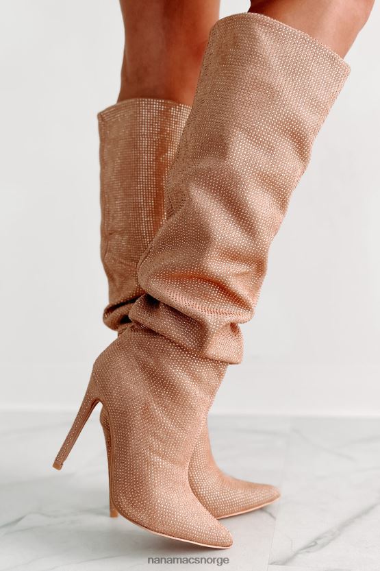 beige NanaMacs sjokk ærefrykt slouchy rhinestone støvler 402NJ03858