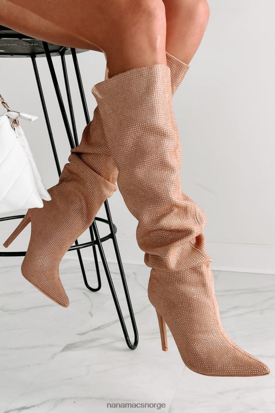 beige NanaMacs sjokk ærefrykt slouchy rhinestone støvler 402NJ03858