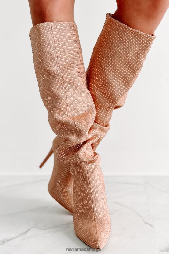 beige NanaMacs sjokk ærefrykt slouchy rhinestone støvler 402NJ03858