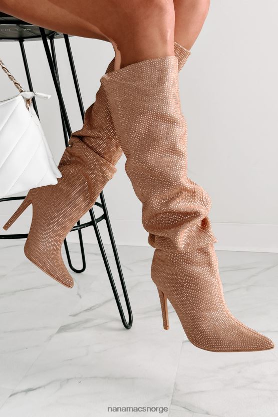 beige NanaMacs sjokk ærefrykt slouchy rhinestone støvler 402NJ03858