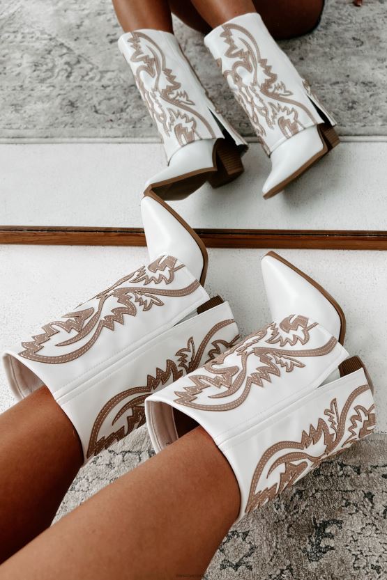 brun/hvit NanaMacs esperanza western stitch sammenleggbare støvler 402NJ03849